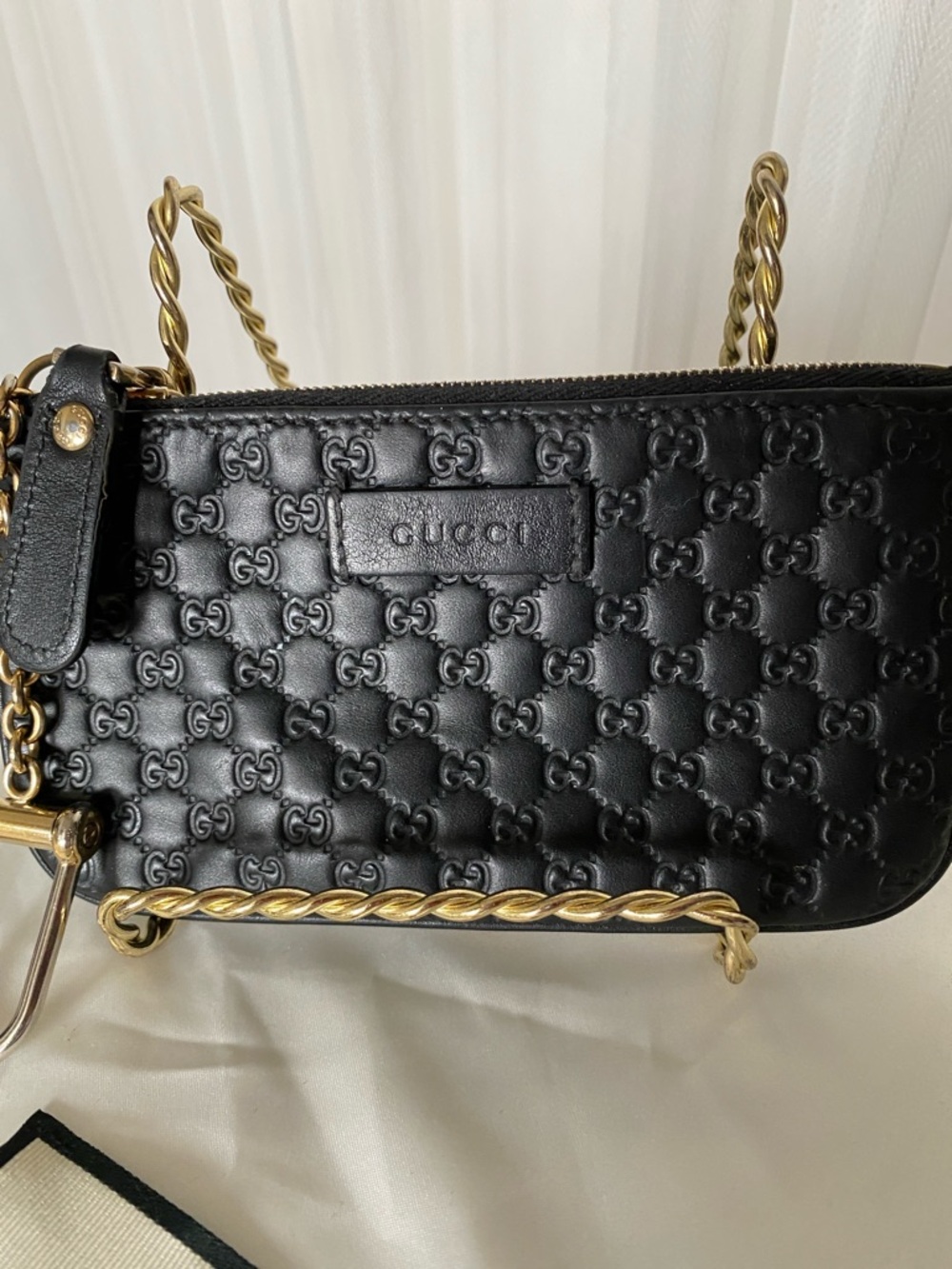 Gucci MicroGuccissima Black Quilted GG Mini Coin/Key with Gold Hardware - Picture 3 of 17